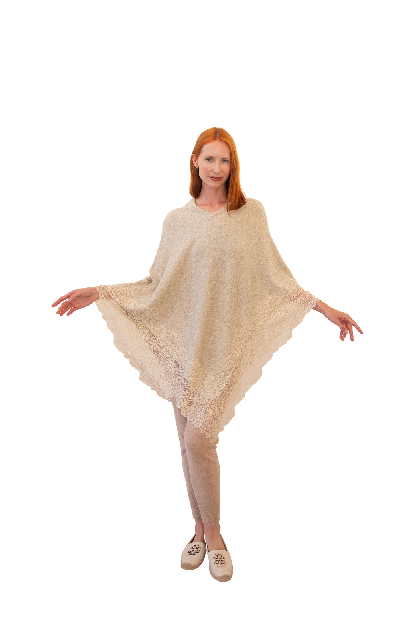 Beautiful Poncho with Lace Detail
