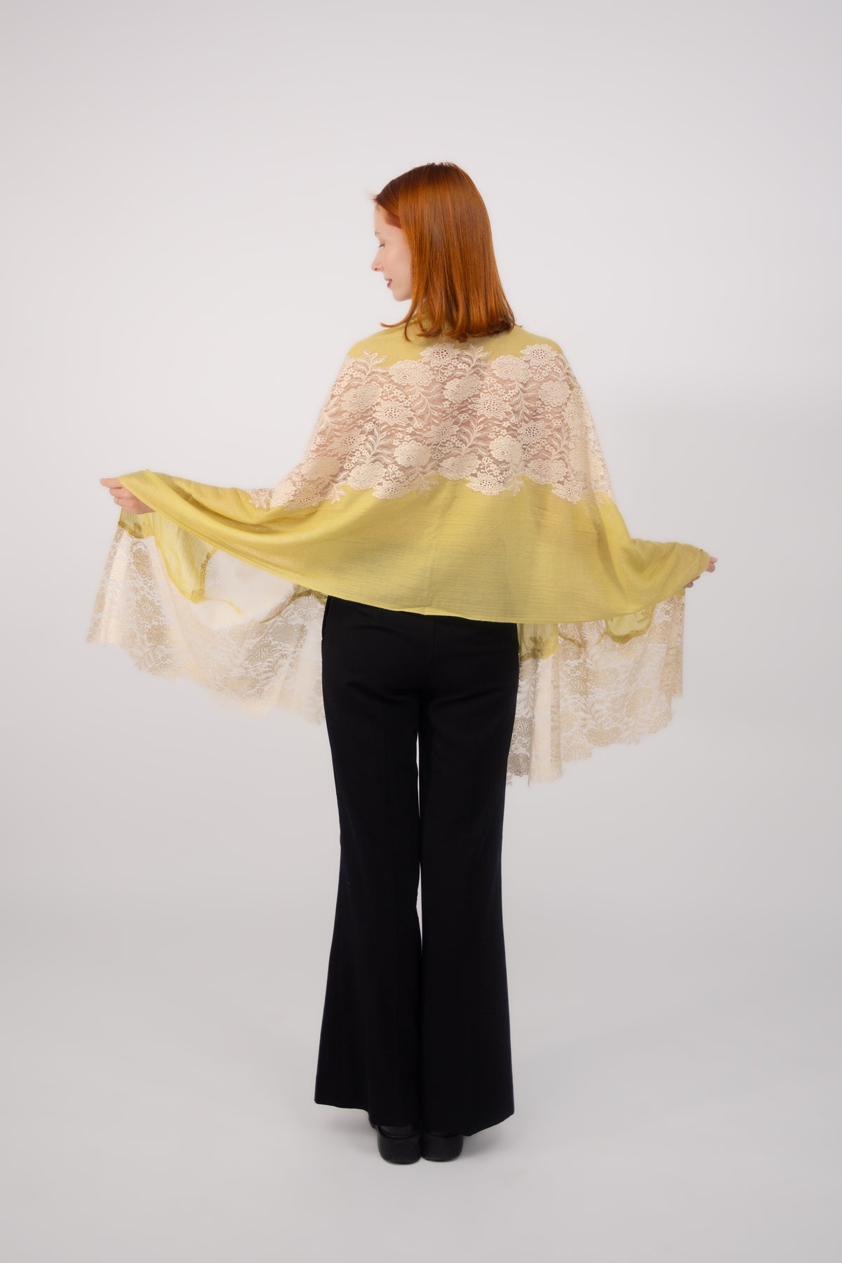 Cashmere W/ Lace Shawl Yellow