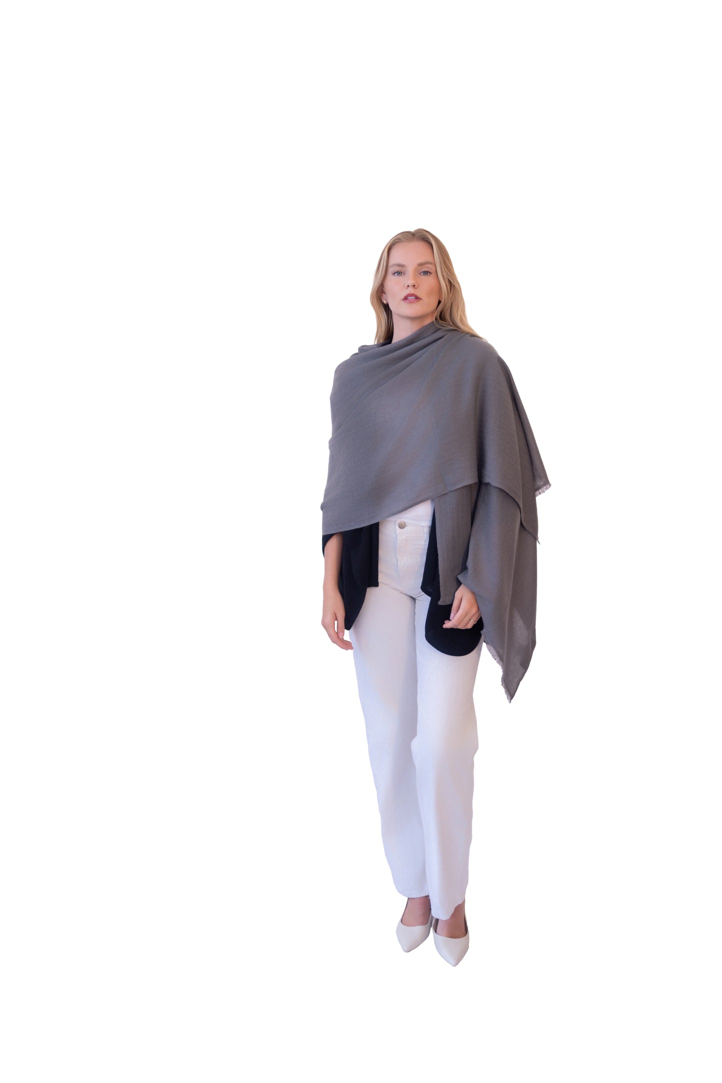 Woven Herringbone Shawl gray