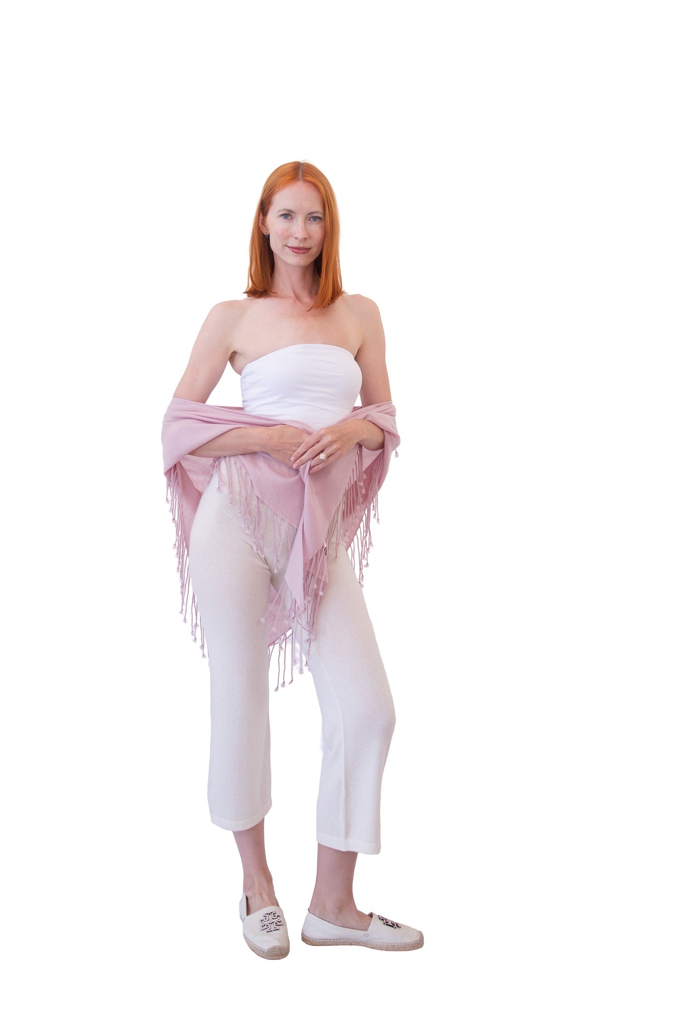 Fun Triangle Wrap with Fringes-Pink