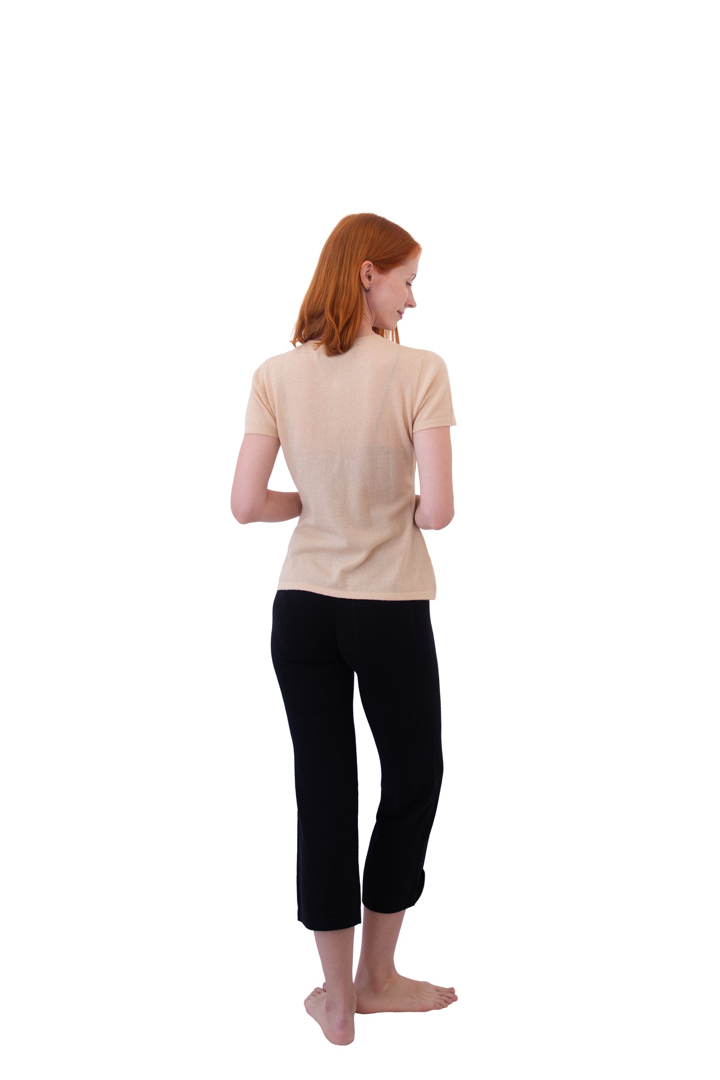Cotton/cashmere short sleeve cardigan