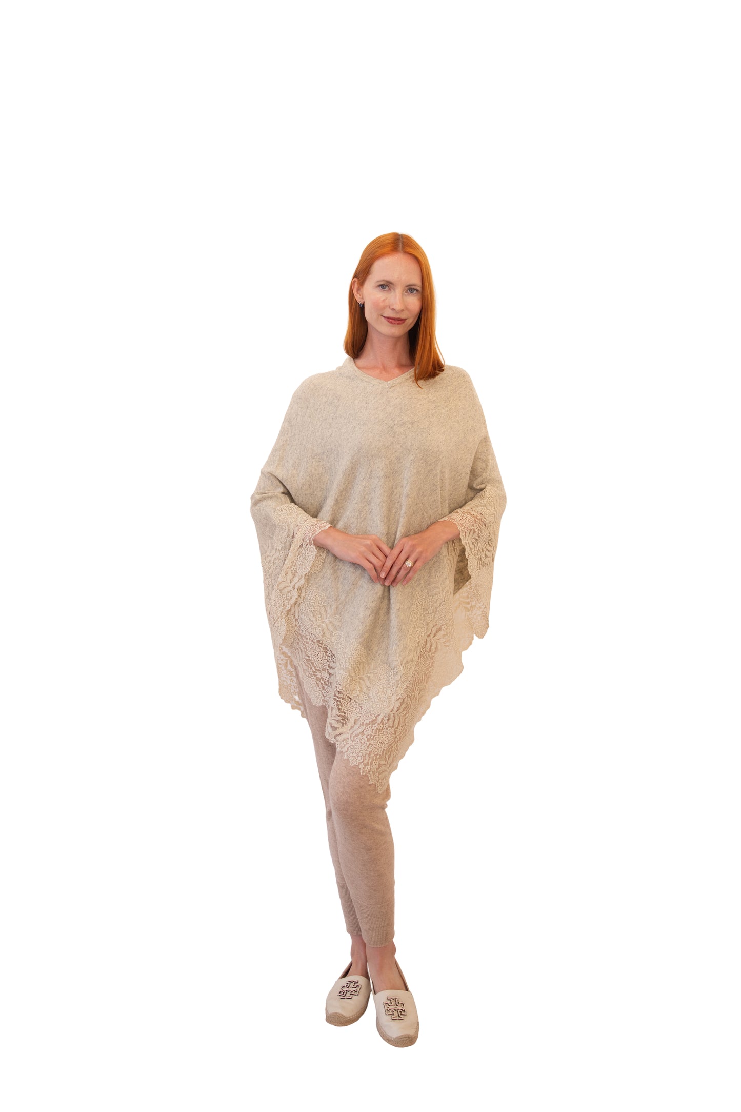Beautiful Poncho with Lace Detail