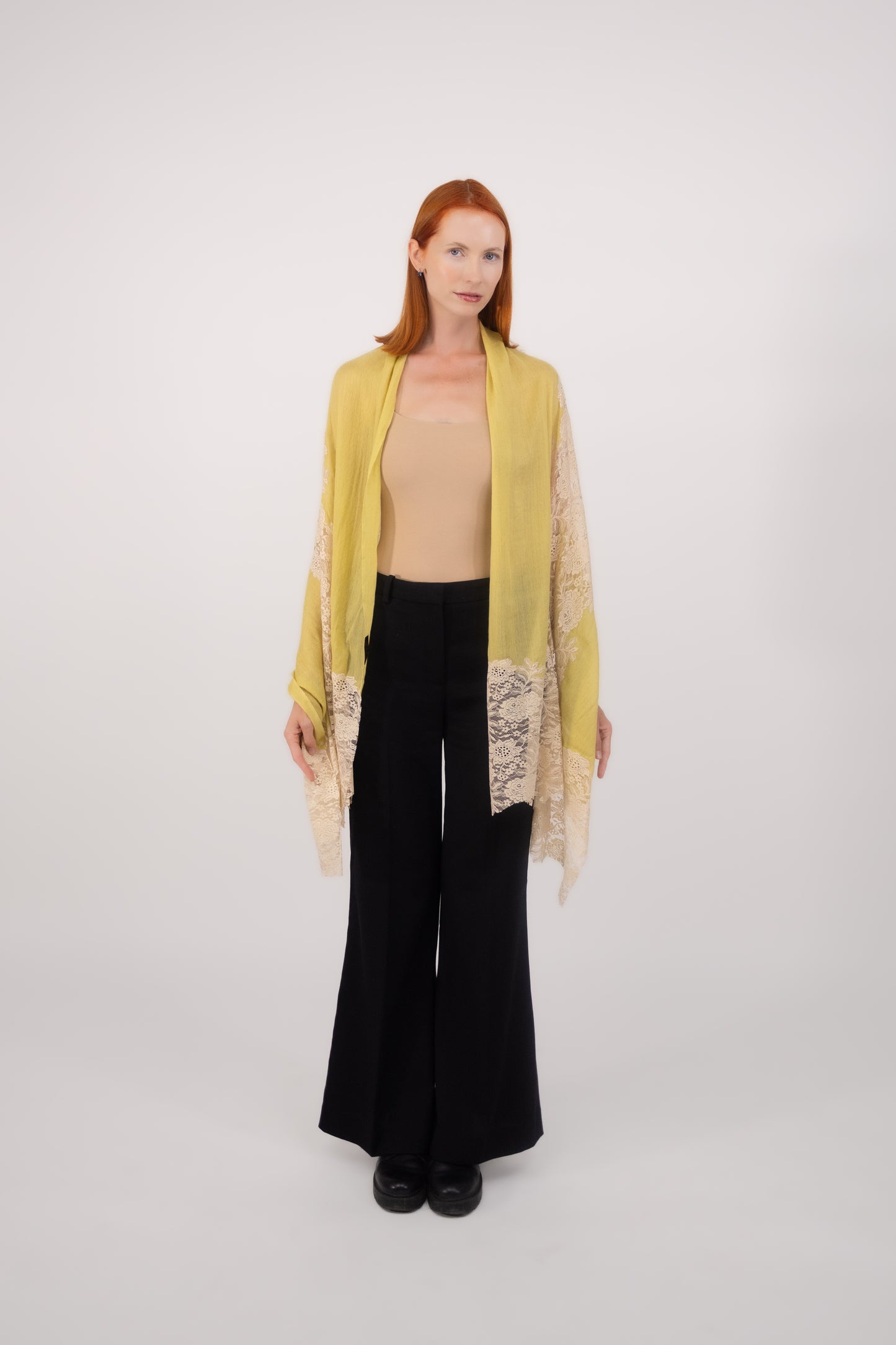 Cashmere W/ Lace Shawl Yellow