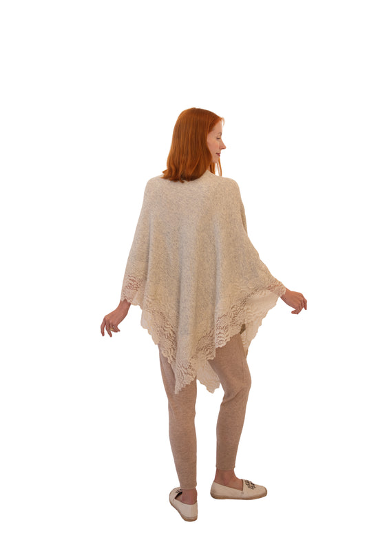 Beautiful Poncho with Lace Detail