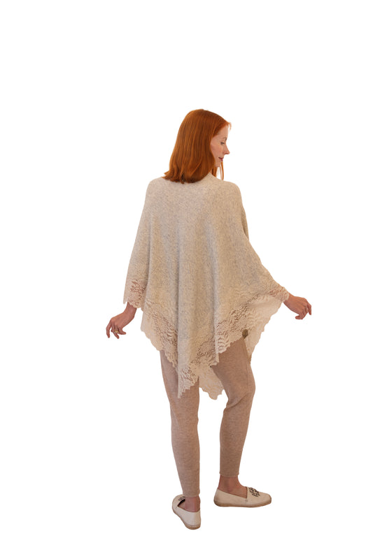 Beautiful Poncho with Lace Detail