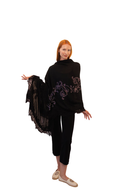 Cashmere with Silk Lace and Jewels