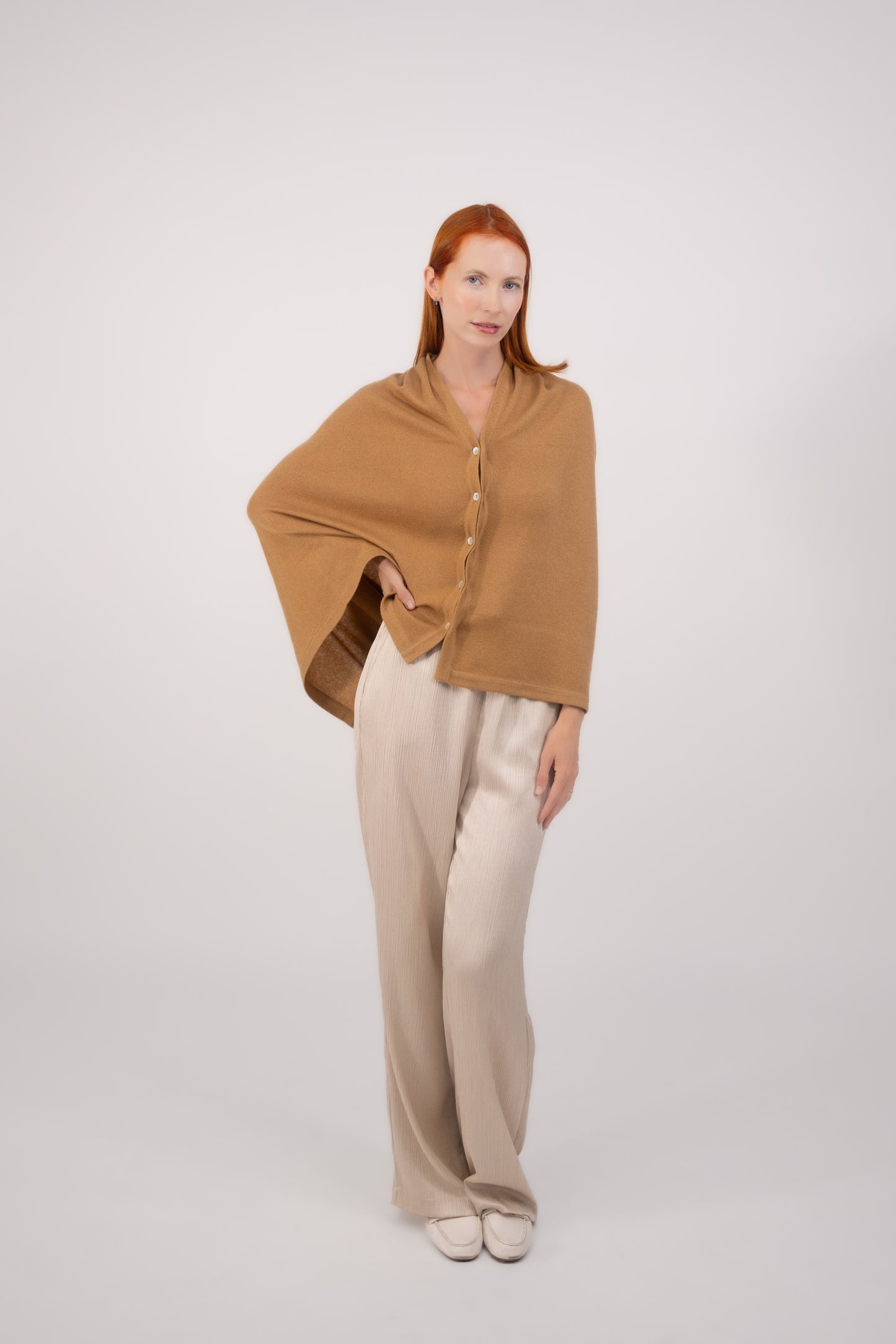 Button Poncho Custard