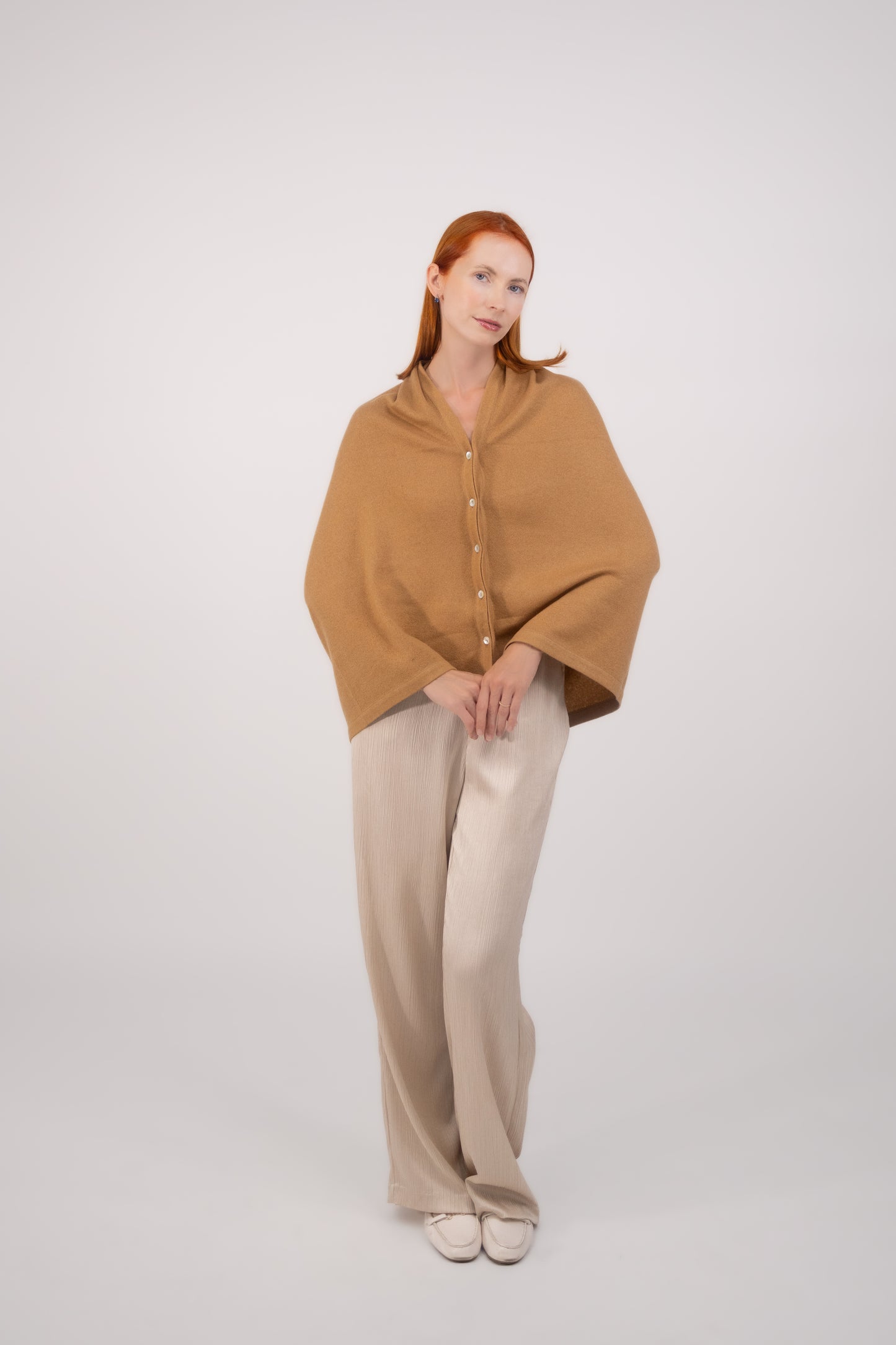 Button Poncho Custard