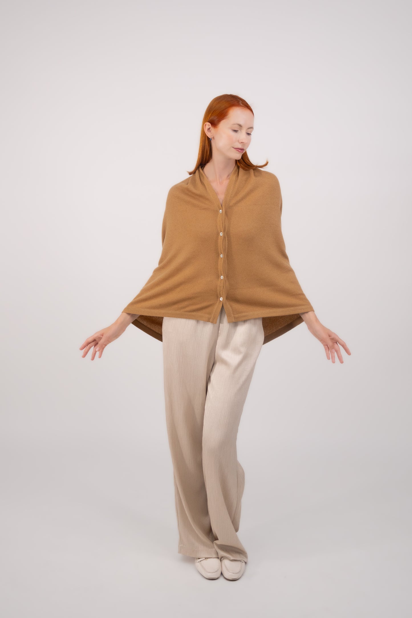 Button Poncho Custard