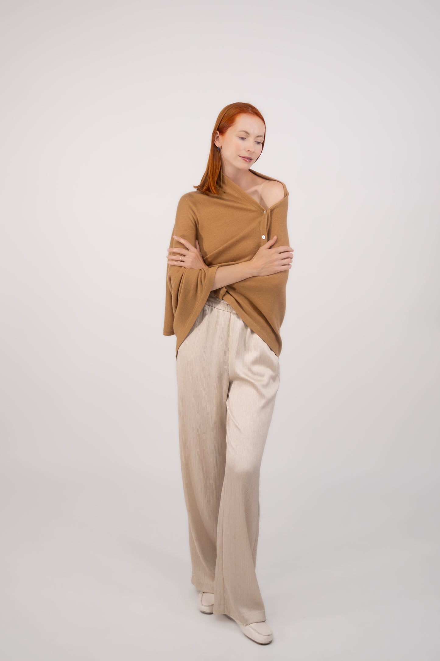 Button Poncho Custard