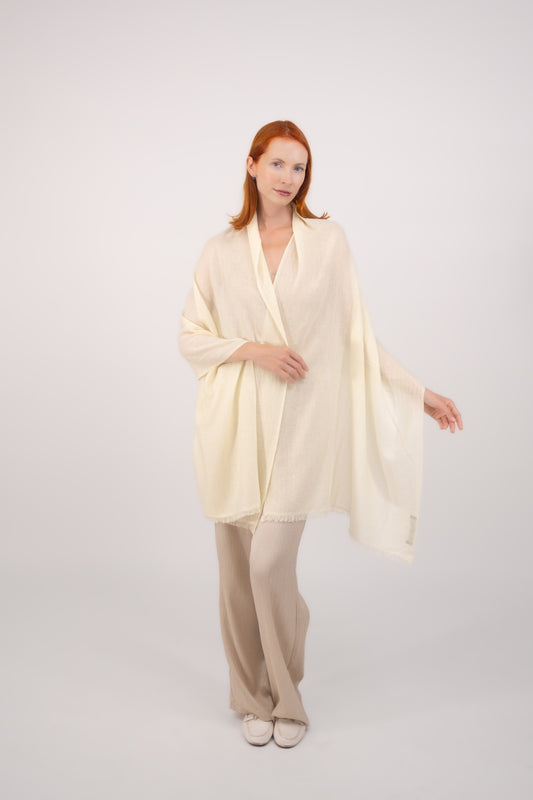 Cashmere W/ Lace Shawl Cream Off/White