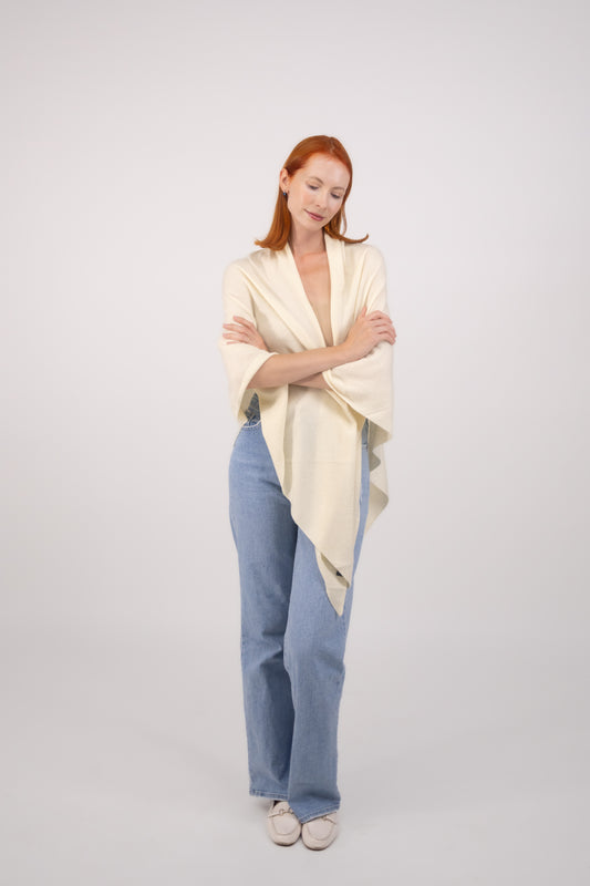 Woven Herringbone Shawl Cream