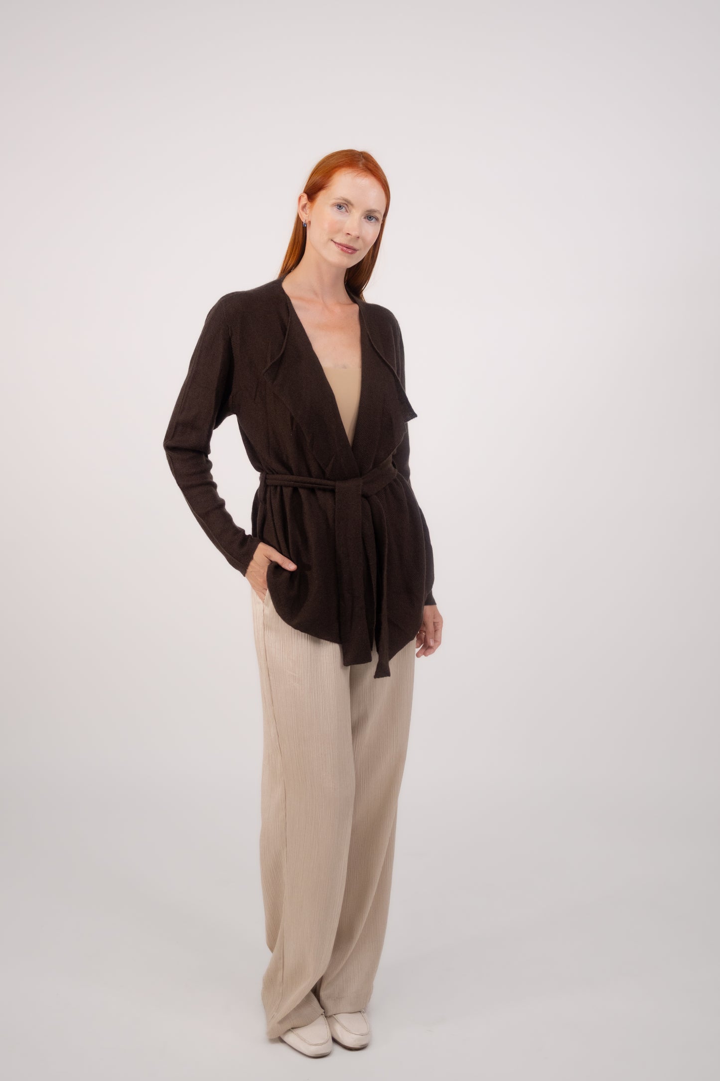 Contemporary Cardigan Brown