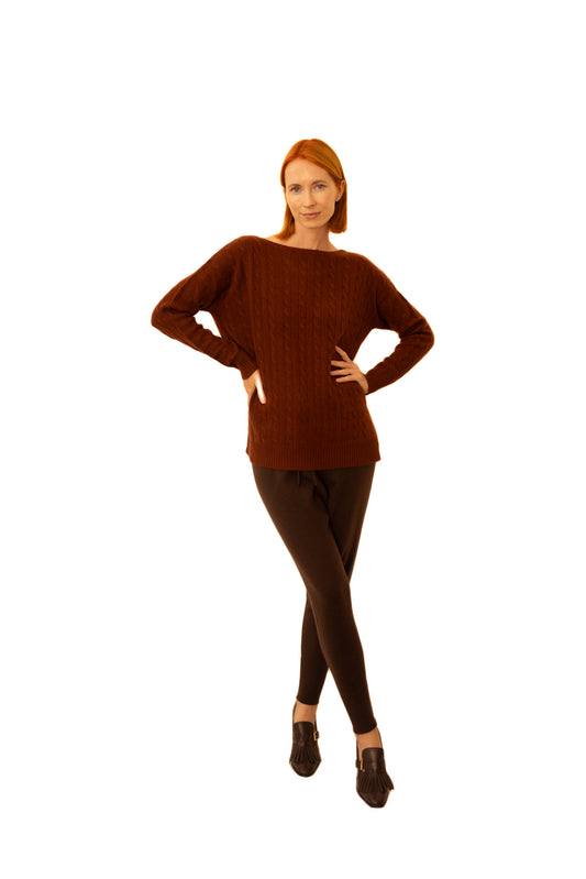 Cable Boat Neck Sweater