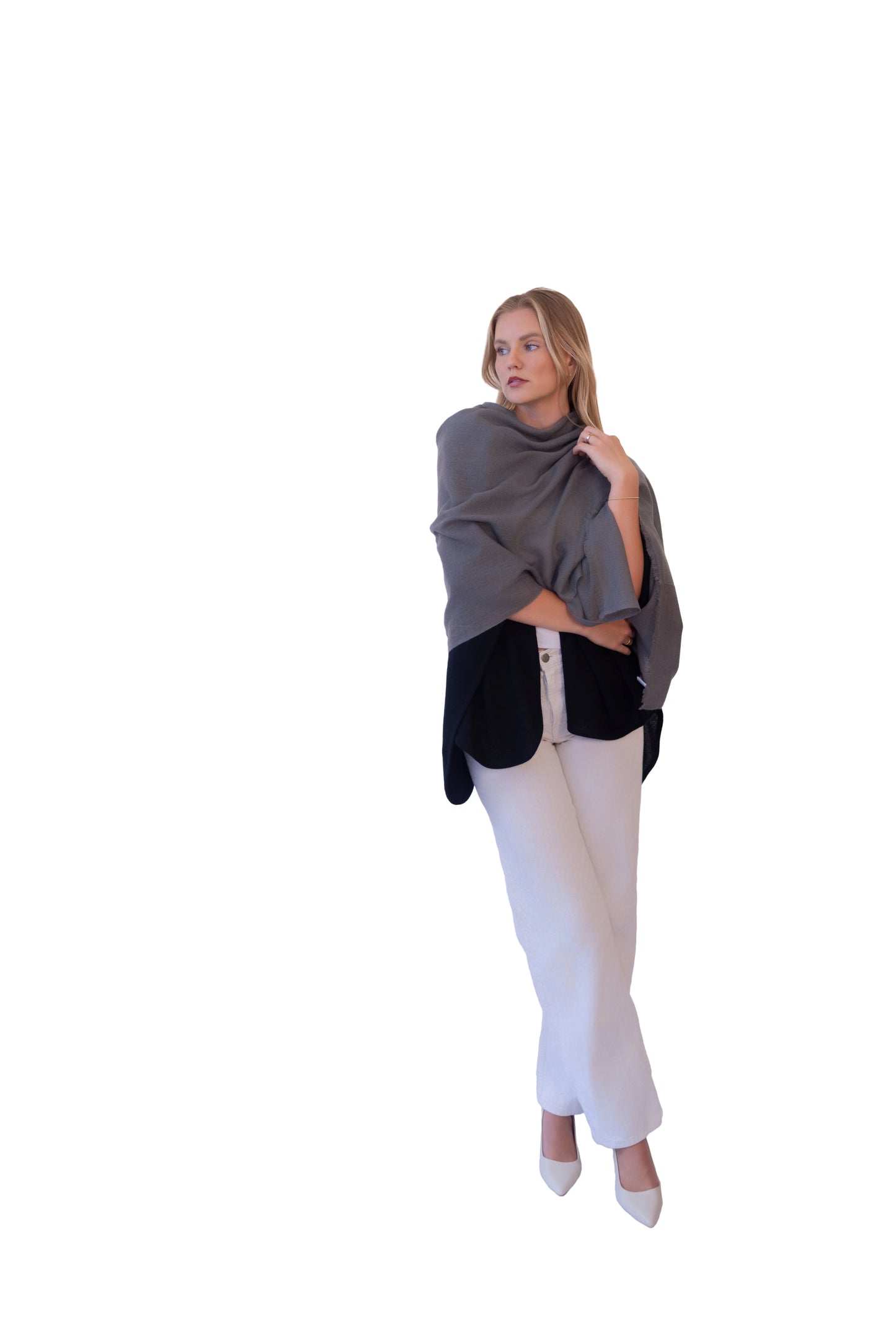 Woven Herringbone Shawl gray