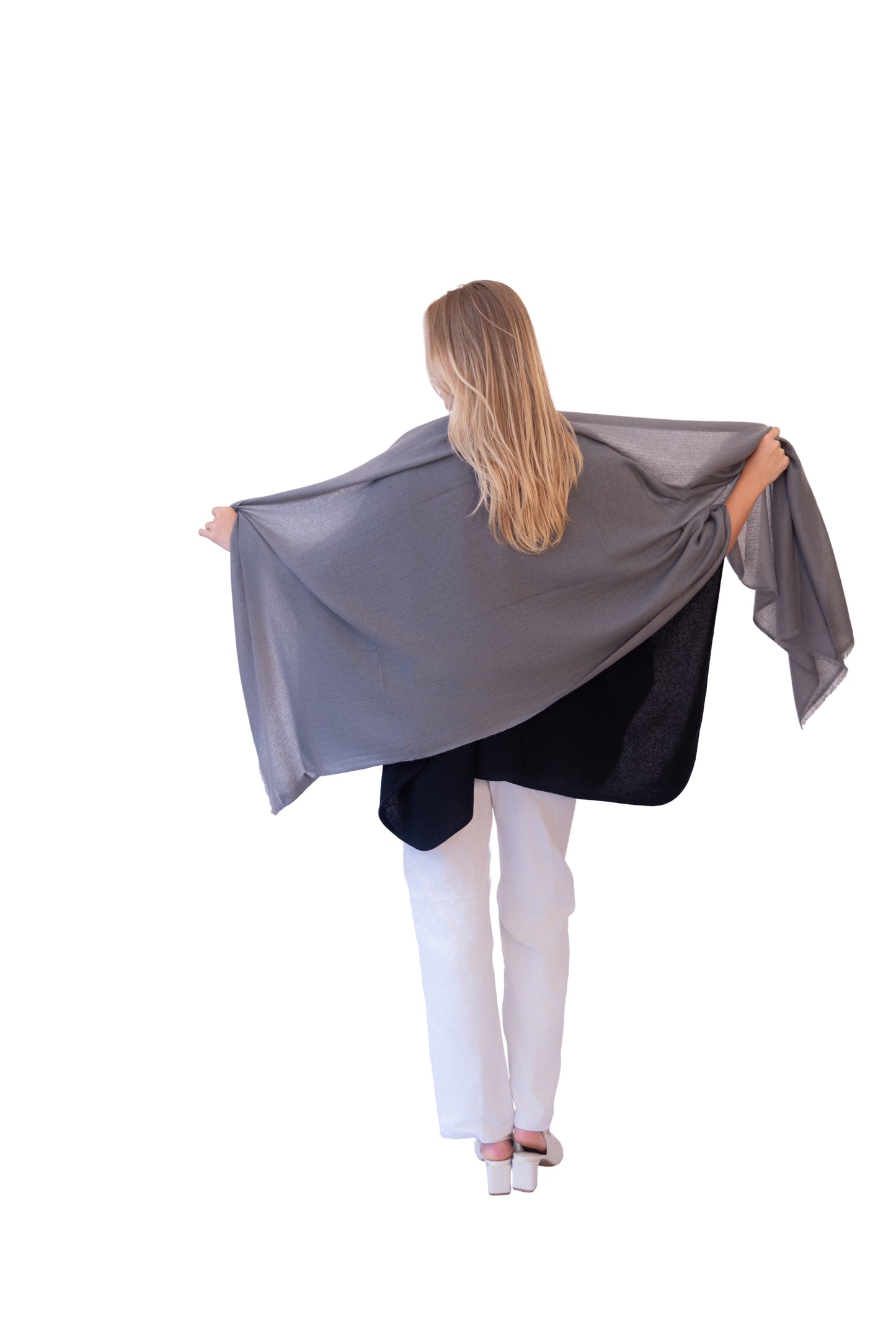 Woven Herringbone Shawl gray