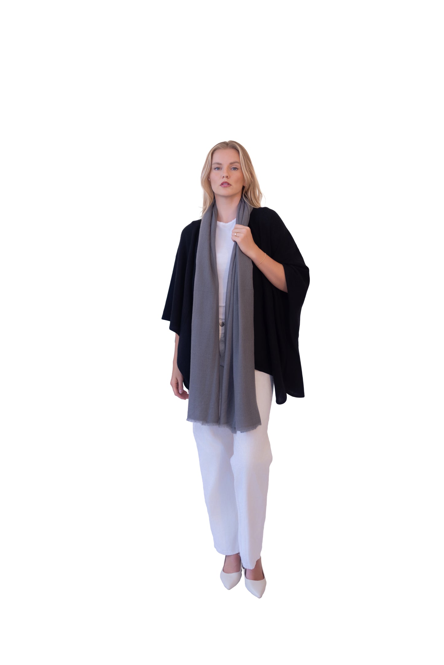 Woven Herringbone Shawl gray
