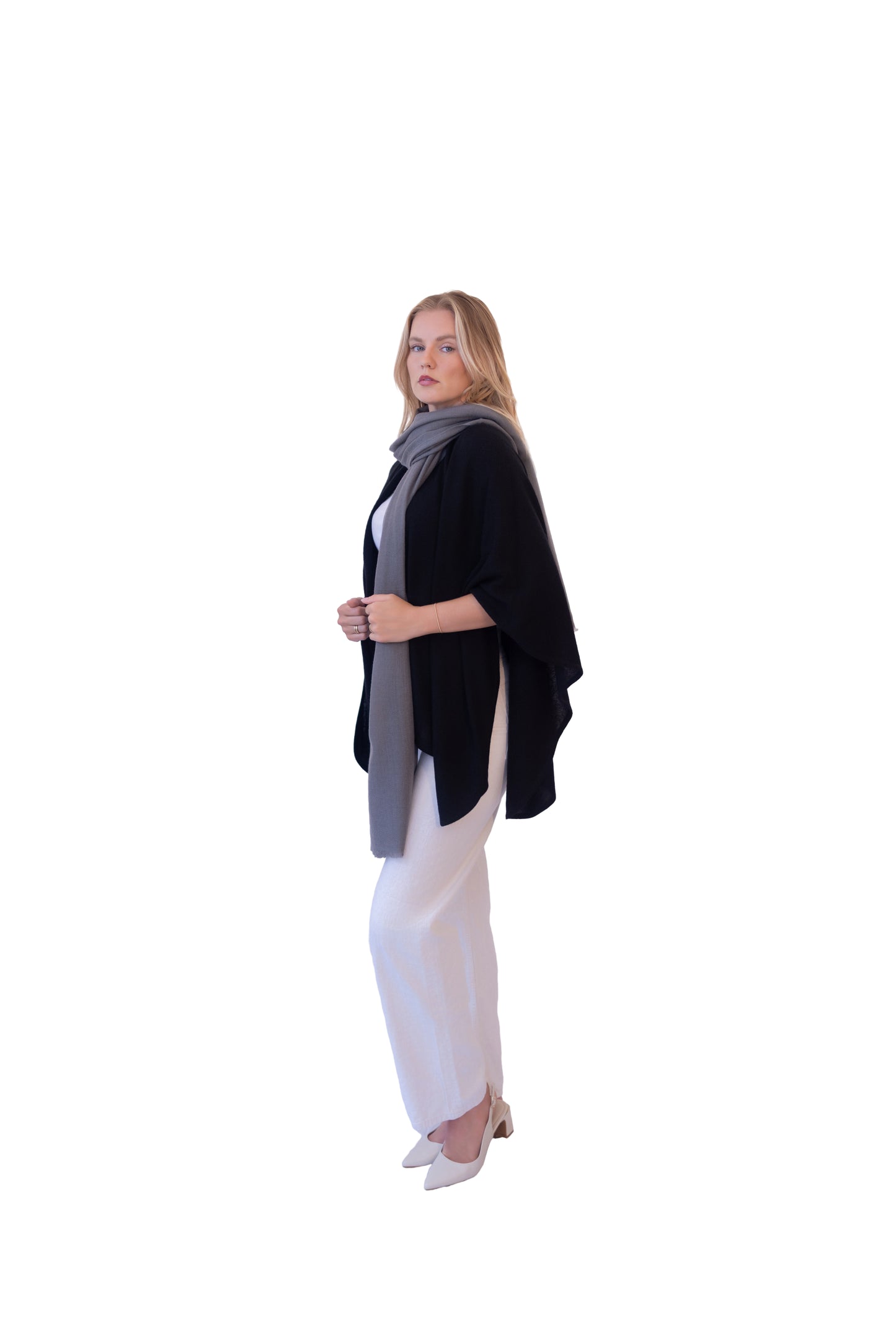 Woven Herringbone Shawl gray