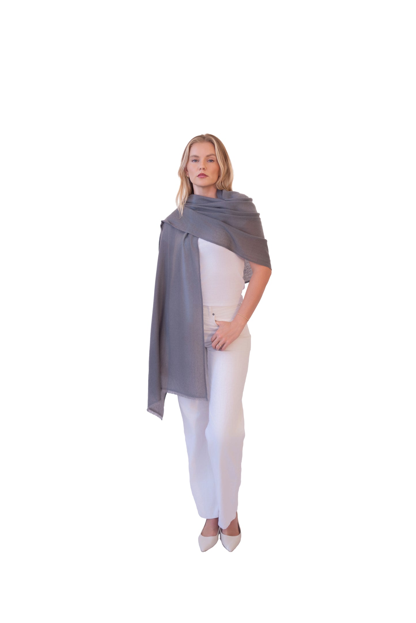 Woven Herringbone Shawl gray