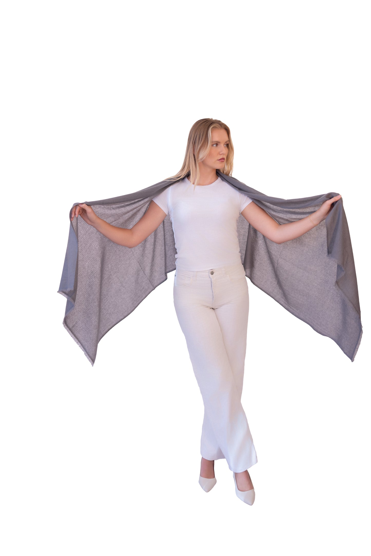 Woven Herringbone Shawl gray